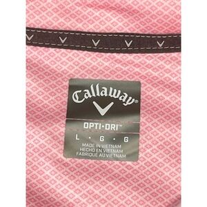 Callaway Opti-Dri Pink Diamond Print Golf Polo Shirt Men's Size Large L NWT‎
